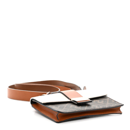 Fendi Glazed Fabric Cotton Vitello King Aura FF 1974 Baguette Belt Pouch Tobacco Moro Grezzo Cuoio 4 of 10