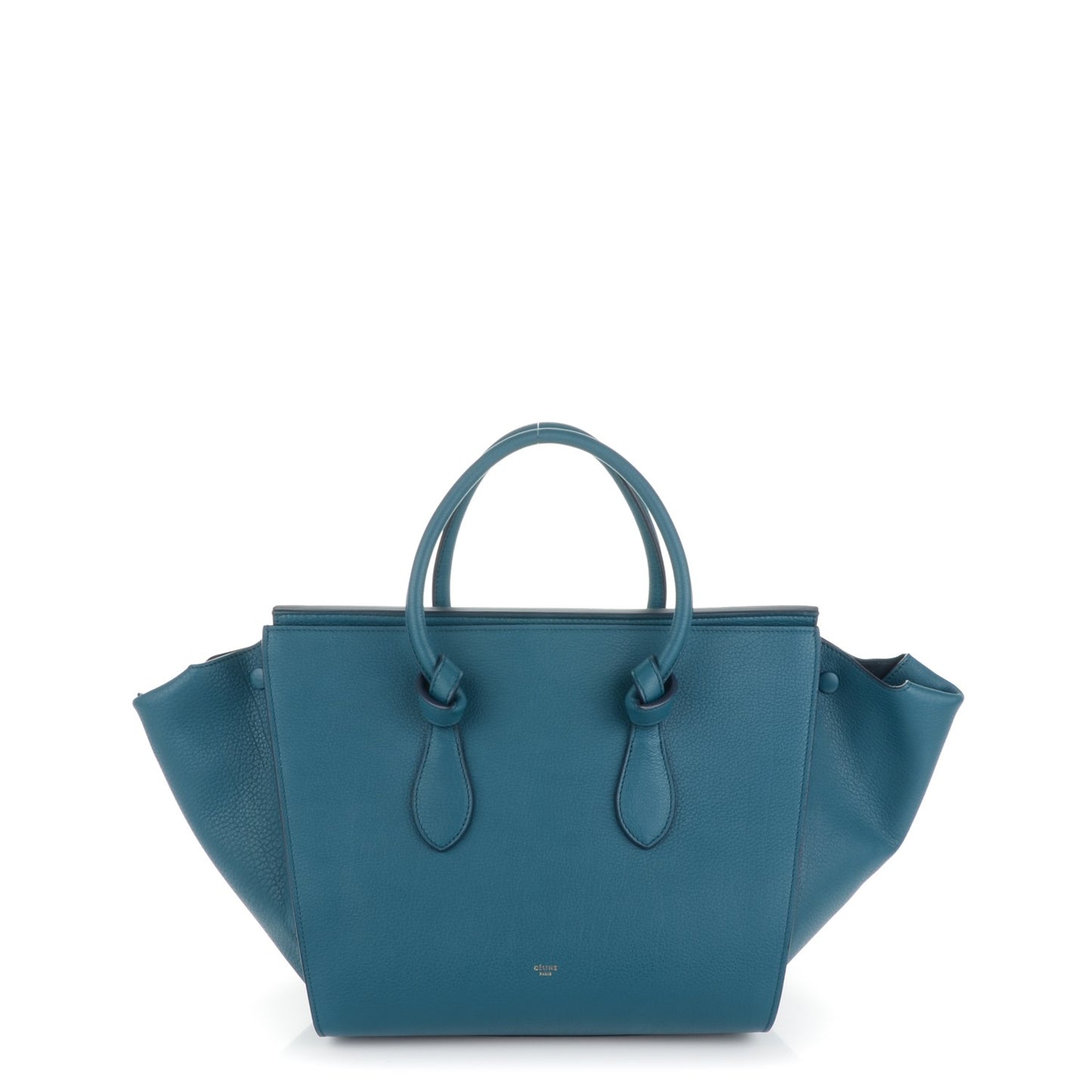 Crisped Calfskin Small Tie Knot Tote Metallic Blue
