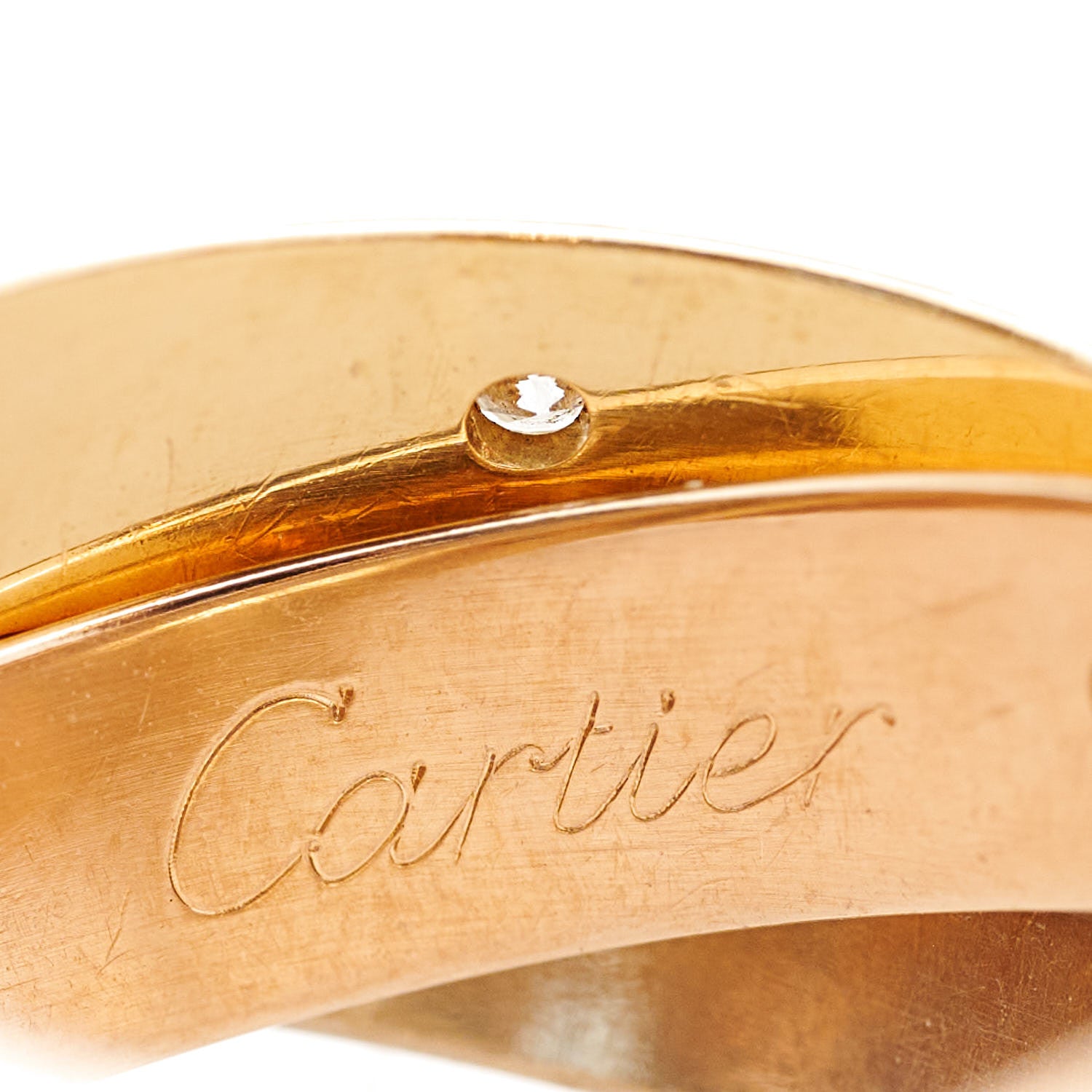 Cartier 18K Pink Yellow White Gold Diamond Trinity Ring 50 5.25 8 of 13