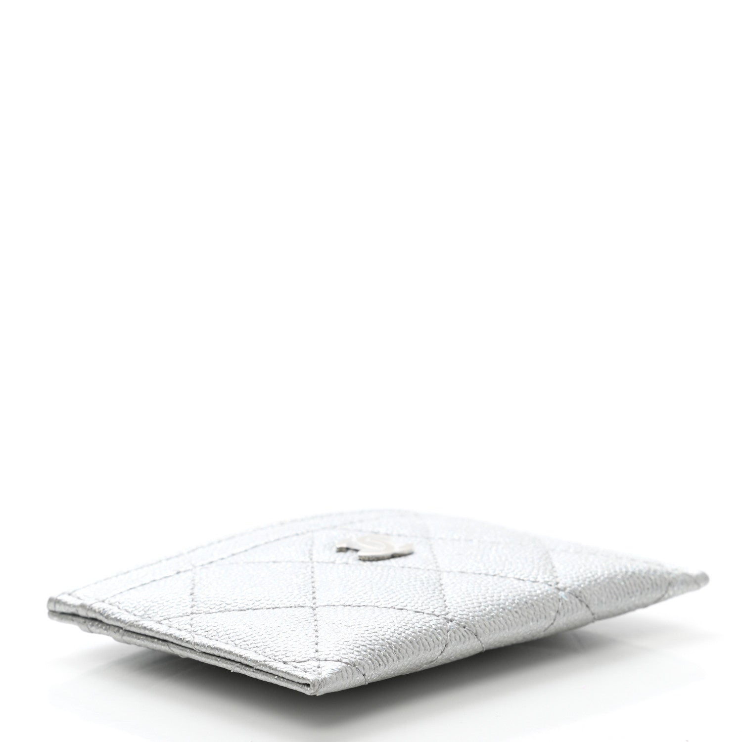 Chanel Glittered Metallic Caviar Quilted Card Holder Silver 4 of 8