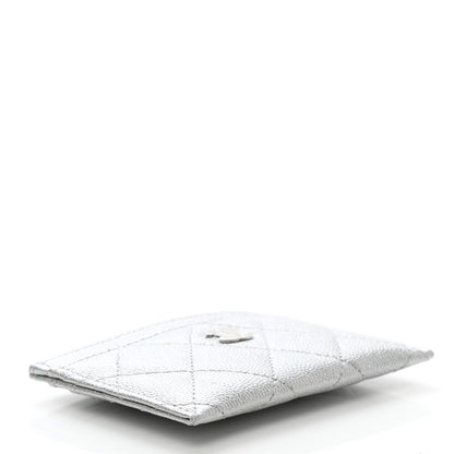 Chanel Glittered Metallic Caviar Quilted Card Holder Silver 4 of 8