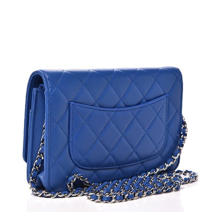 Chanel Lambskin Quilted Wallet On Chain WOC Blue 2 of 12