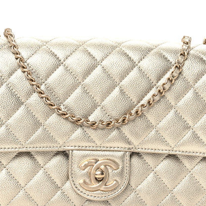 Chanel Metallic Caviar Quilted Medium CC Slide Flap Light Gold 8 of 11