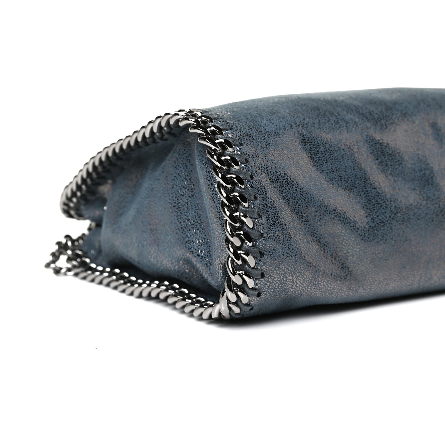 Metallic Shaggy Deer Mini Falabella Fold Over Tote Blue Lagoon