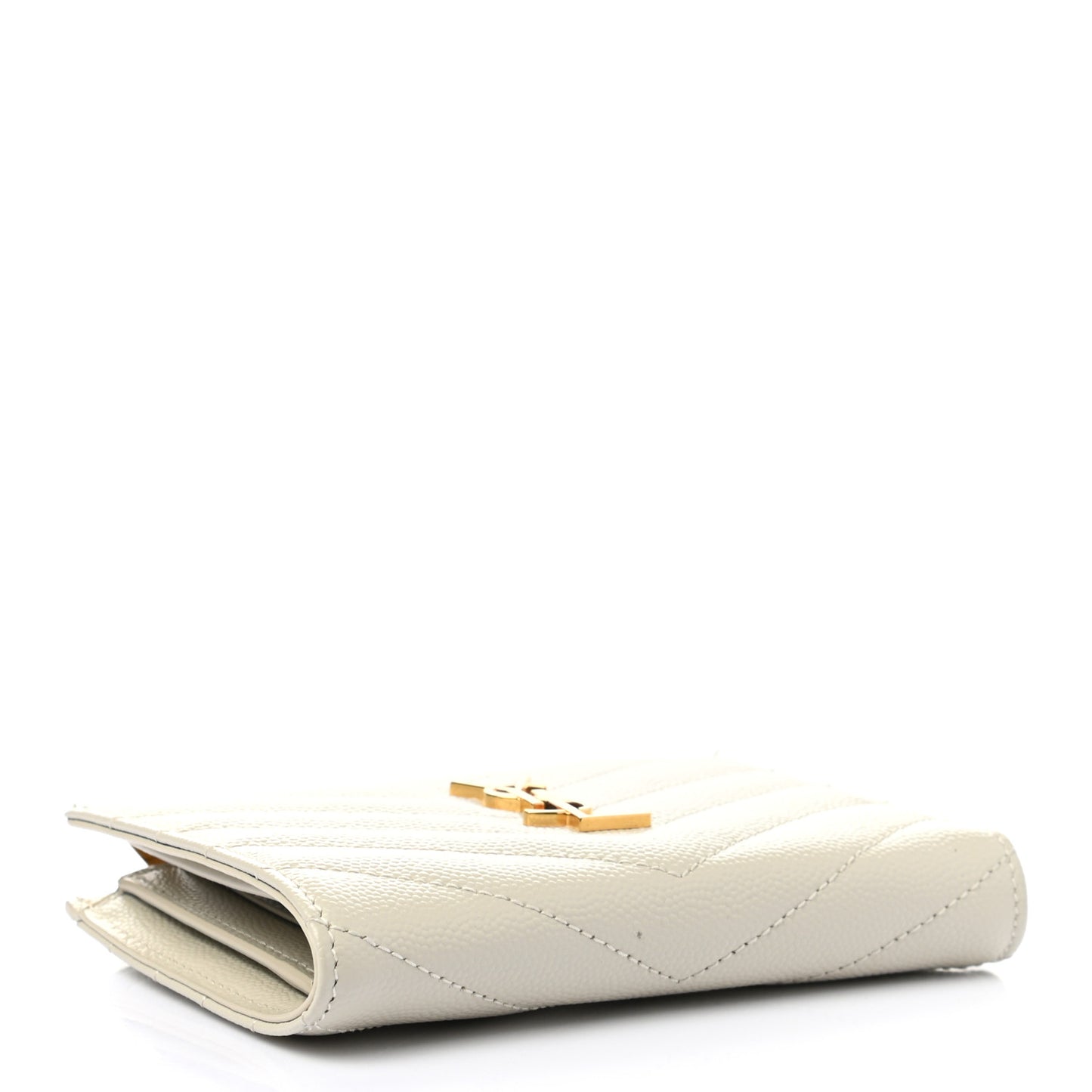 Grain De Poudre Matelasse Chevron Monogram Zipped Card Case White