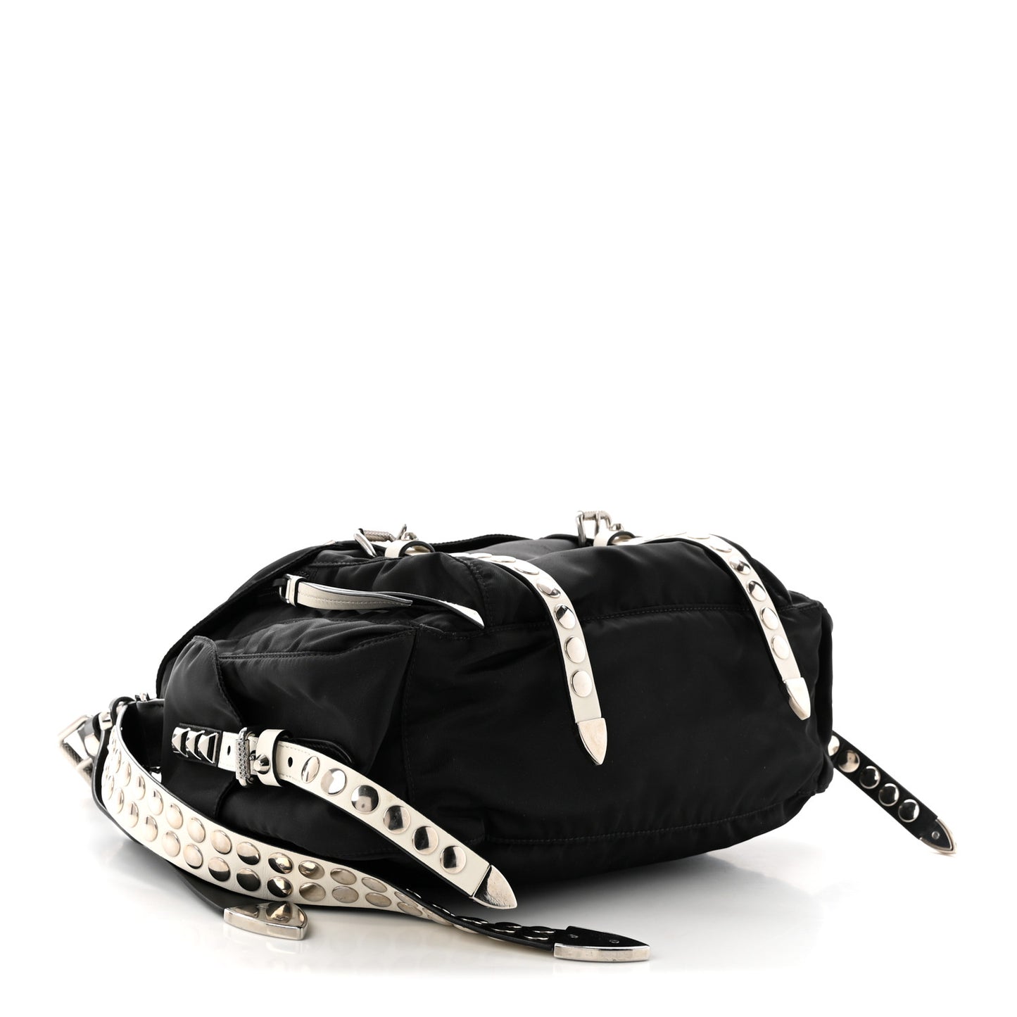 Nylon New Vela Studded Messenger Black White