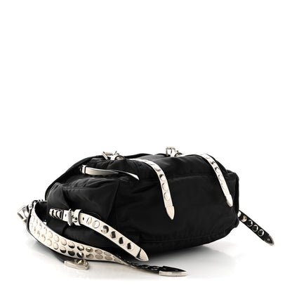 Prada Nylon New Vela Studded Messenger Black White 4 of 10