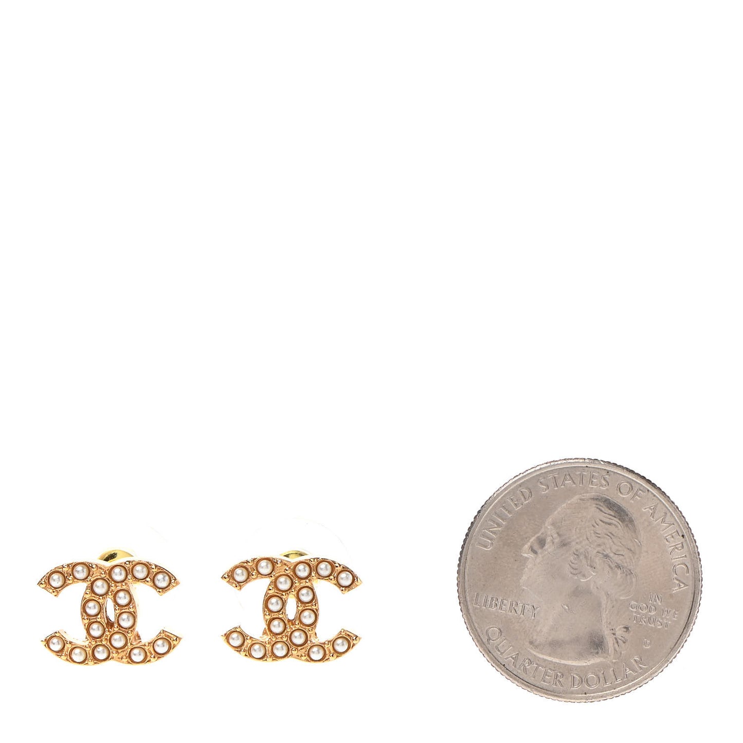 Pearl Studded CC Earrings Gold