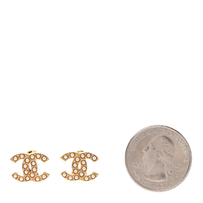 Chanel Pearl Studded CC Earrings Gold 2 of 4