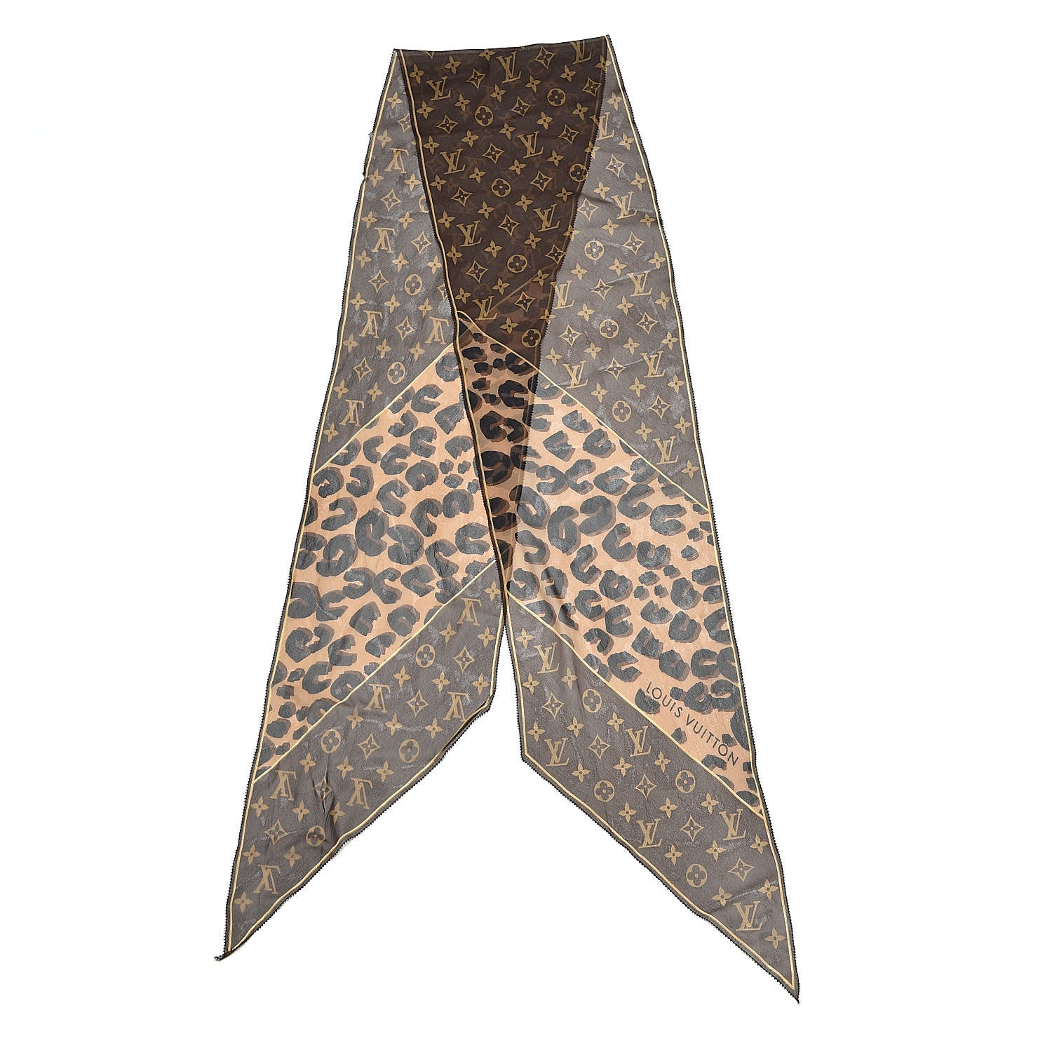 Louis Vuitton Silk Crepe Leopard Monogram Scarf 3 of 3