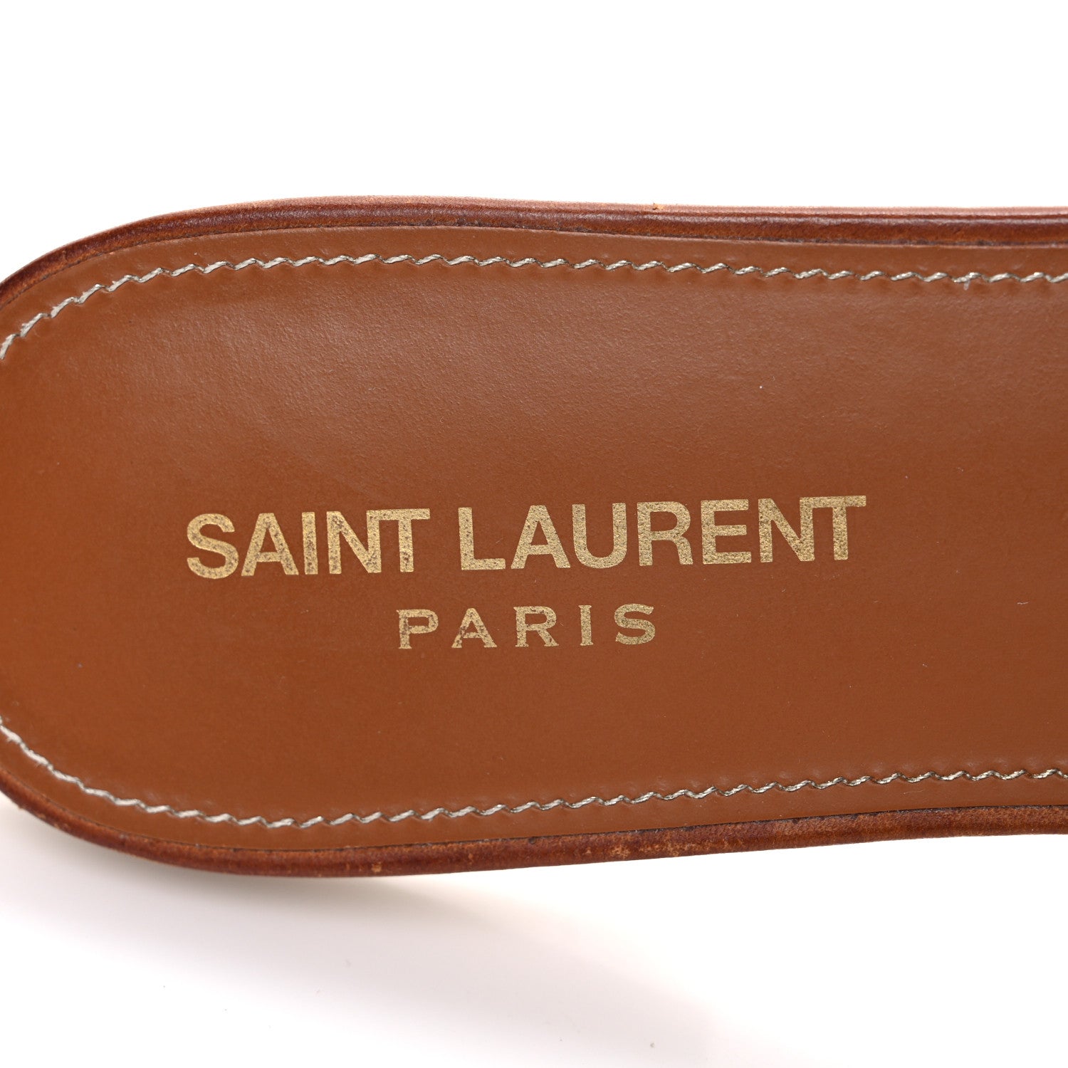 Saint Laurent Calfskin Tribute 05 Slide Sandals 40 Amber 9 of 11