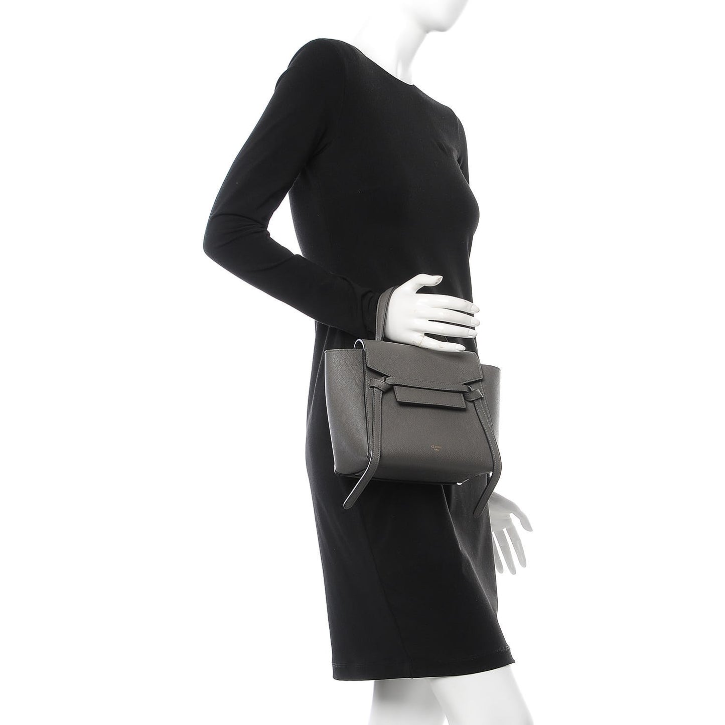 Grained Calfskin Nano Belt Bag Grey