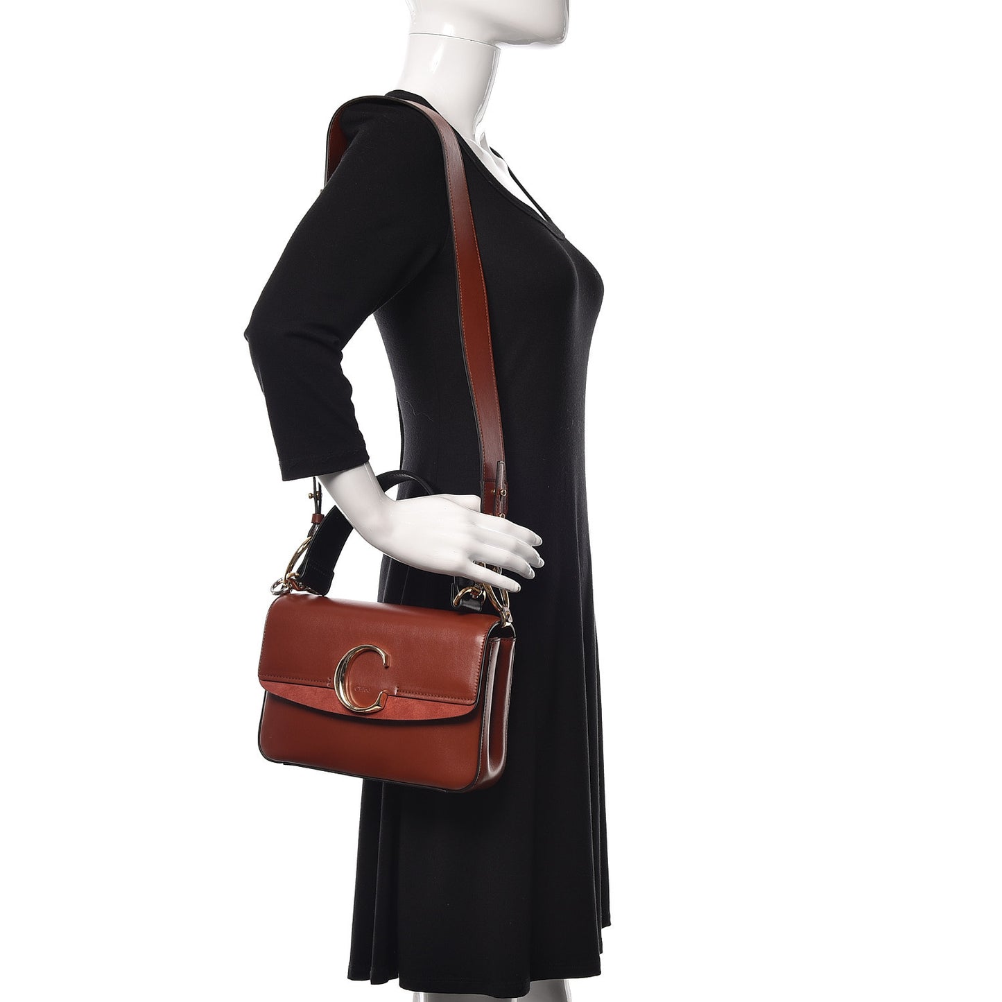 Calfskin Small C Double Carry Sepia Brown
