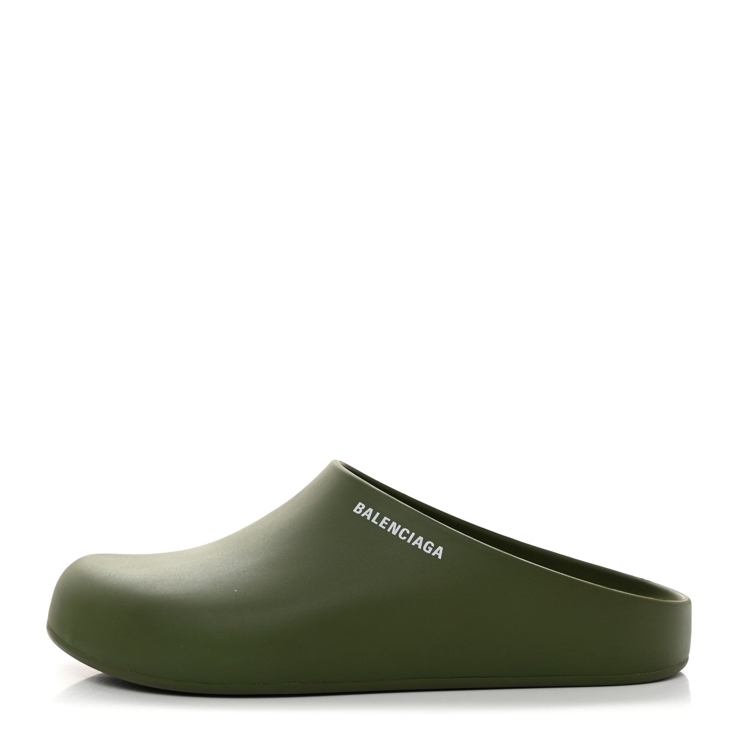 Balenciaga Rubber Logo Womens Pool Closed Slide Sandals 42 Kaki White 1 of 7