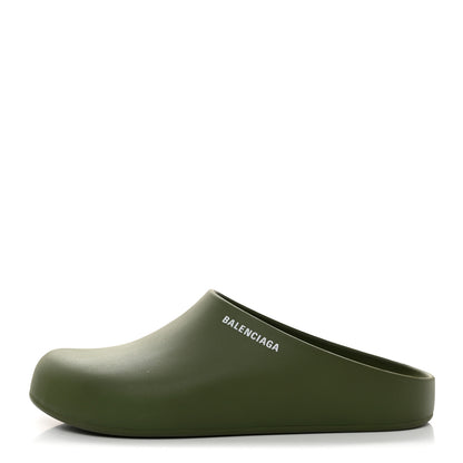 Balenciaga Rubber Logo Womens Pool Closed Slide Sandals 42 Kaki White 1 of 7