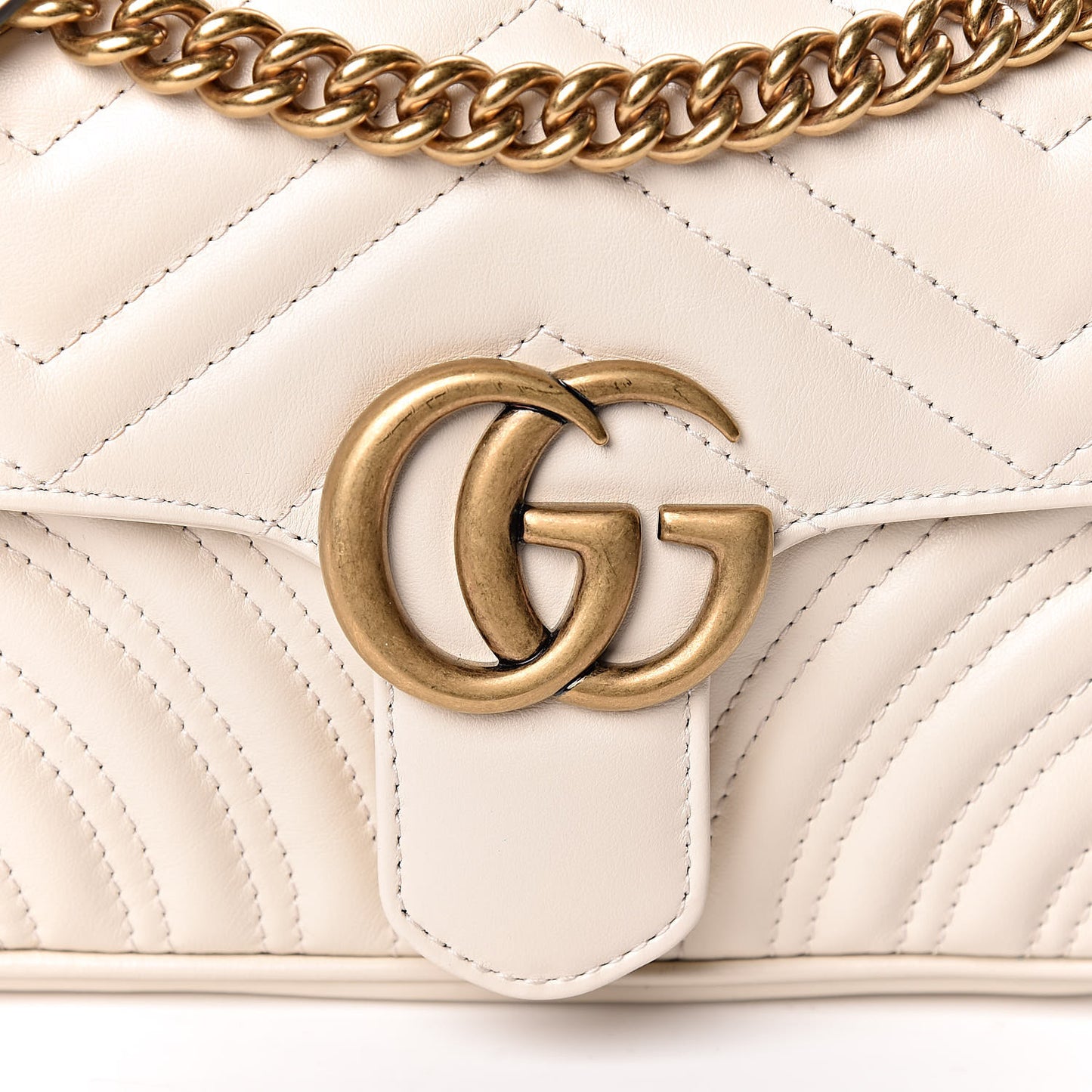 Calfskin Matelasse Mini GG Marmont Shoulder Bag White