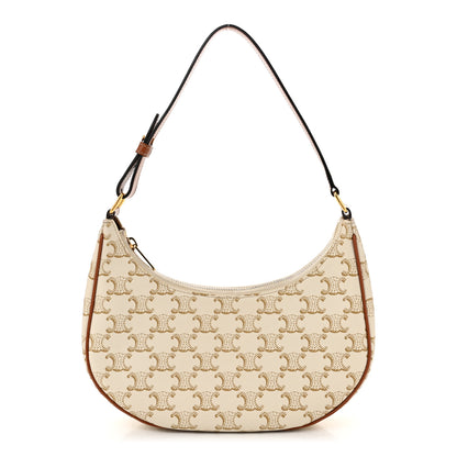 Celine Canvas Calfskin Ava Triomphe Shoulder Bag White 1 of 10