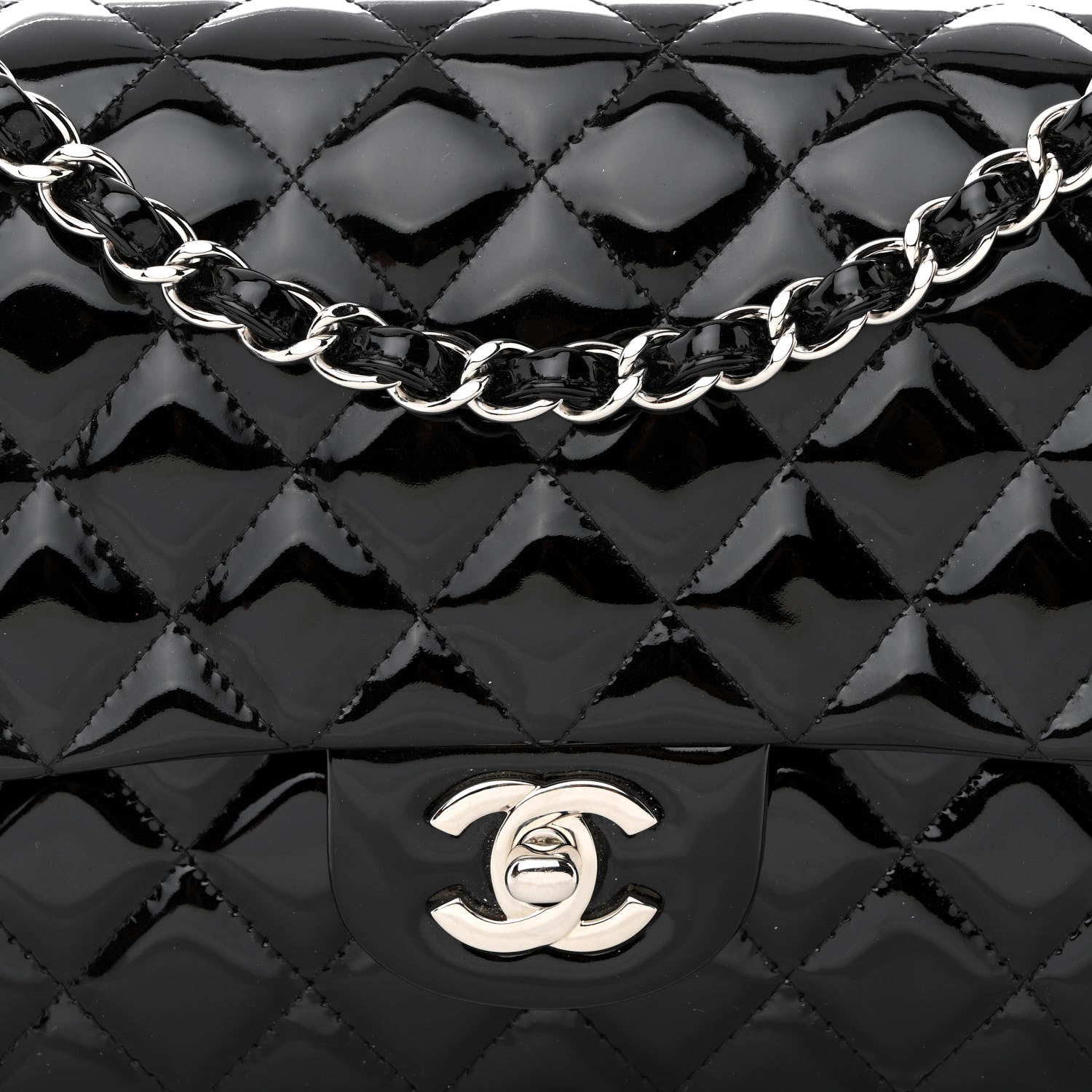 Chanel Patent Quilted Medium Double Flap Black 8 of 13