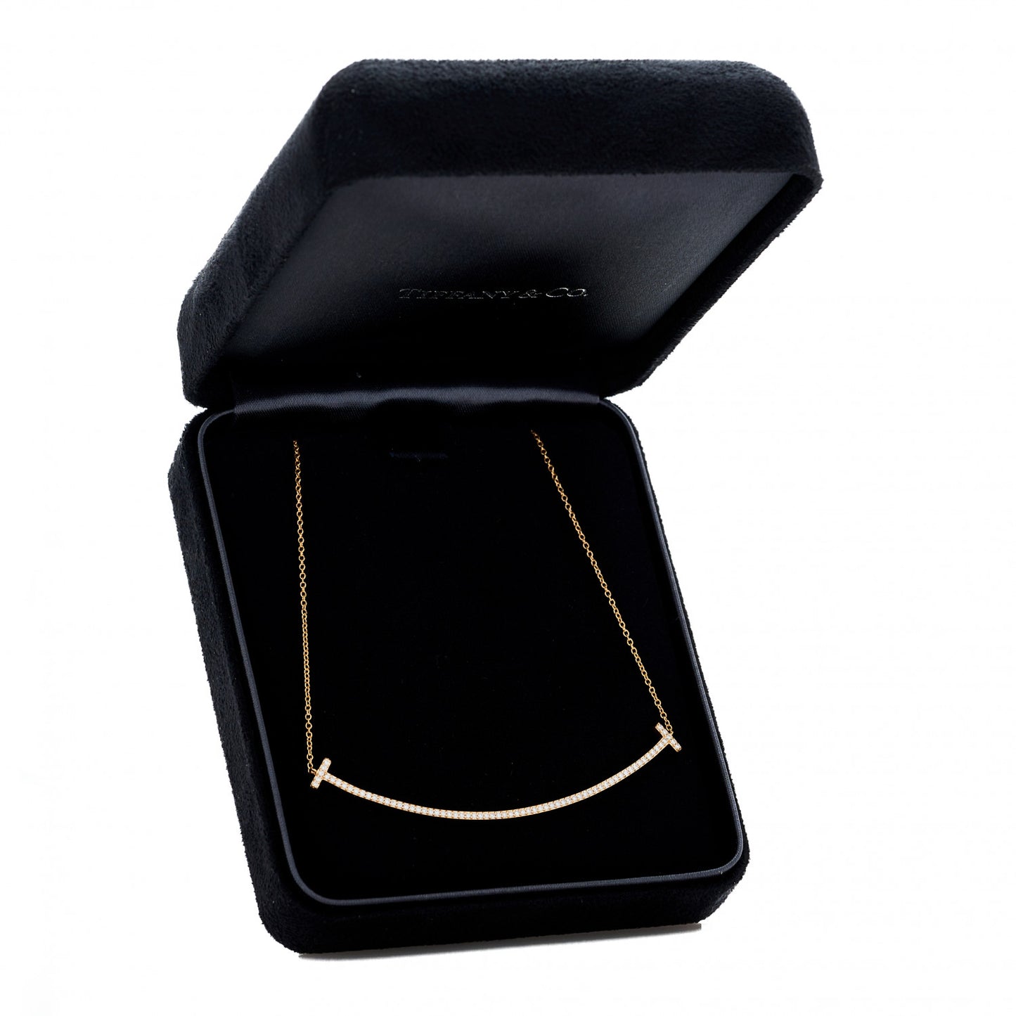 18K Rose Gold Diamond T Smile Pendant Necklace
