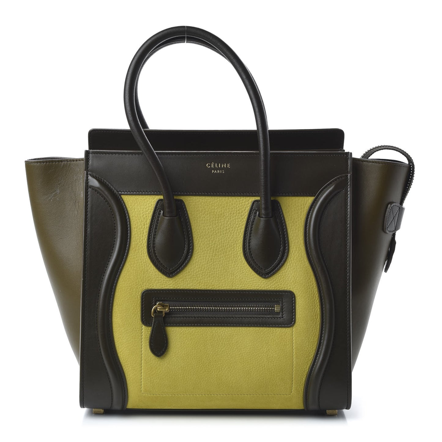 Nubuck Smooth Calfskin Micro Tri-Color Luggage Chartreuse