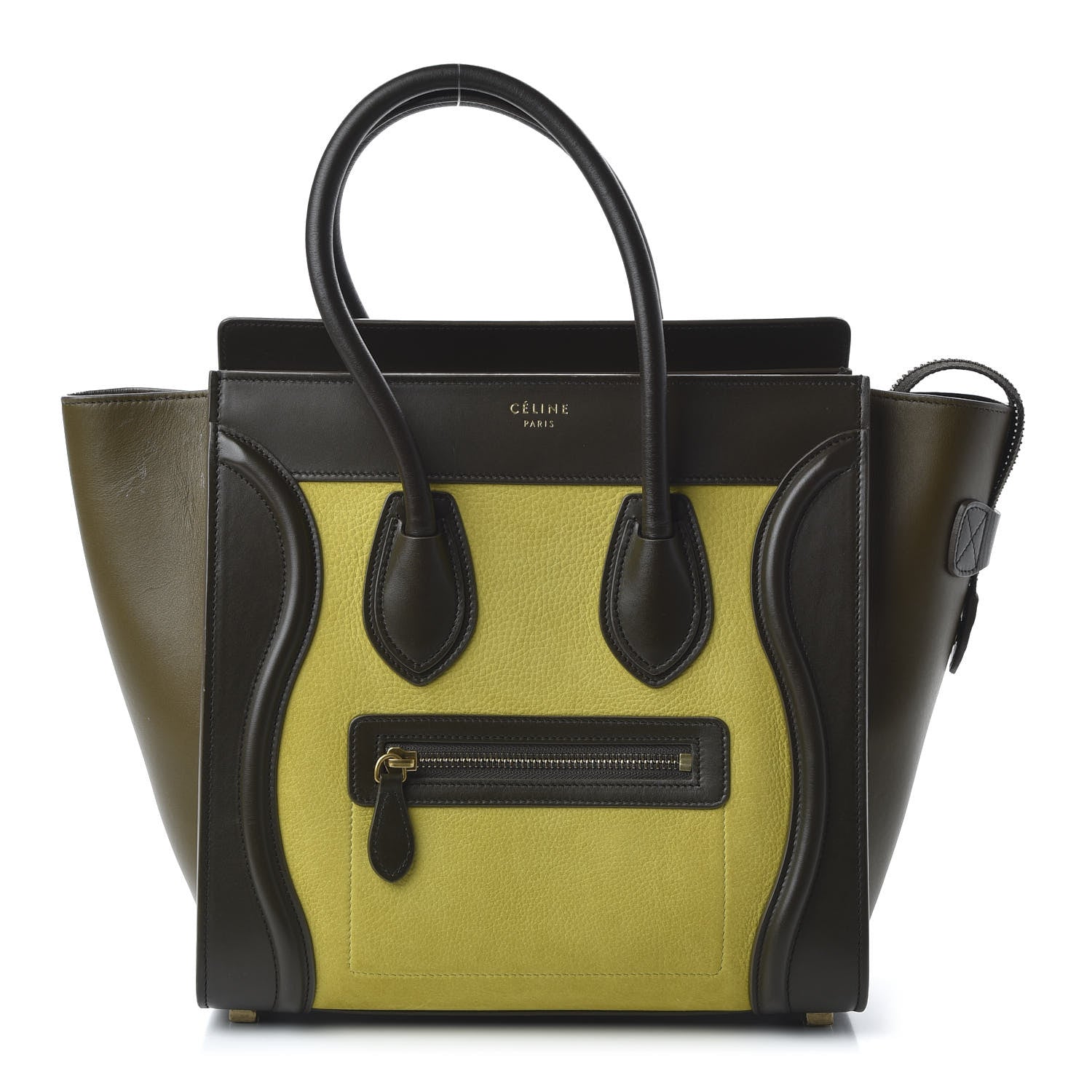 Celine Nubuck Smooth Calfskin Micro Tri-Color Luggage Chartreuse 1 of 9