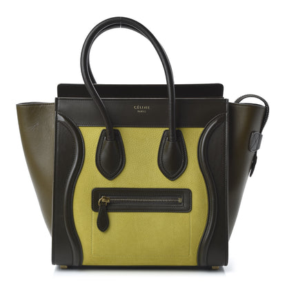 Celine Nubuck Smooth Calfskin Micro Tri-Color Luggage Chartreuse 1 of 9