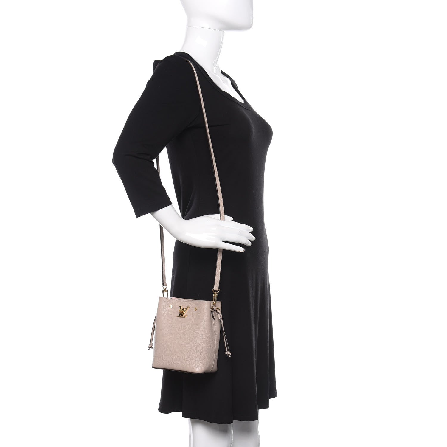 Louis Vuitton Calfskin Nano Lockme Bucket Greige 2 of 10
