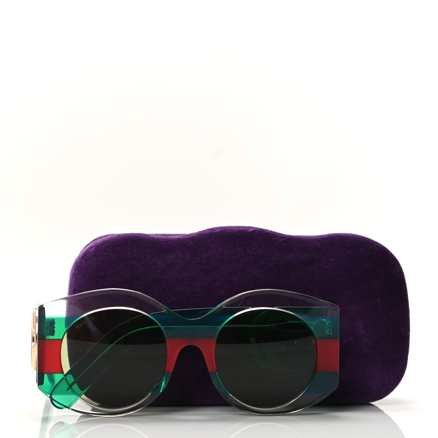 Acetate Round Frame Sunglasses GG0177S Green Red