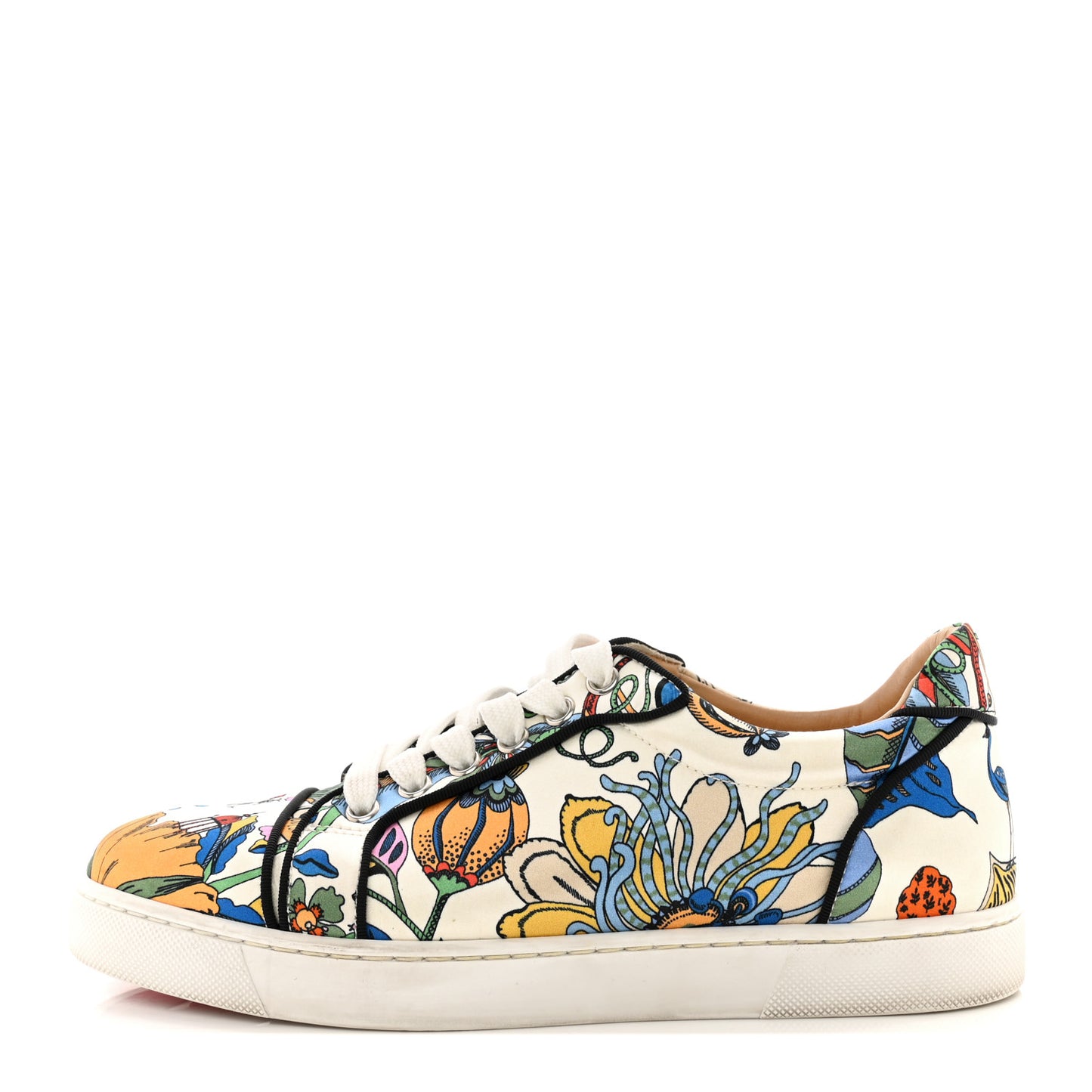Crepe Satin Calfskin Womens Vieira Orlato Flat Sneakers 38 Bianco Multi