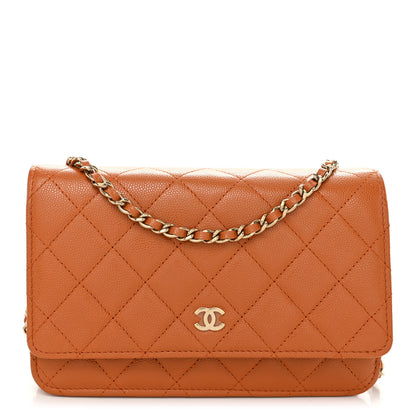 Chanel Caviar Quilted Wallet on Chain WOC Light Brown 1 of 11