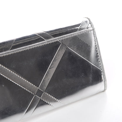 Burberry Metallic Calfskin Check Embossed Continental Wallet Silver 12 of 13
