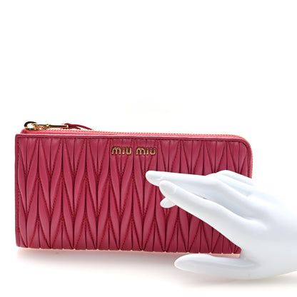 Miu Miu Matelasse Large Zip Around Wallet Peonia 2 of 7