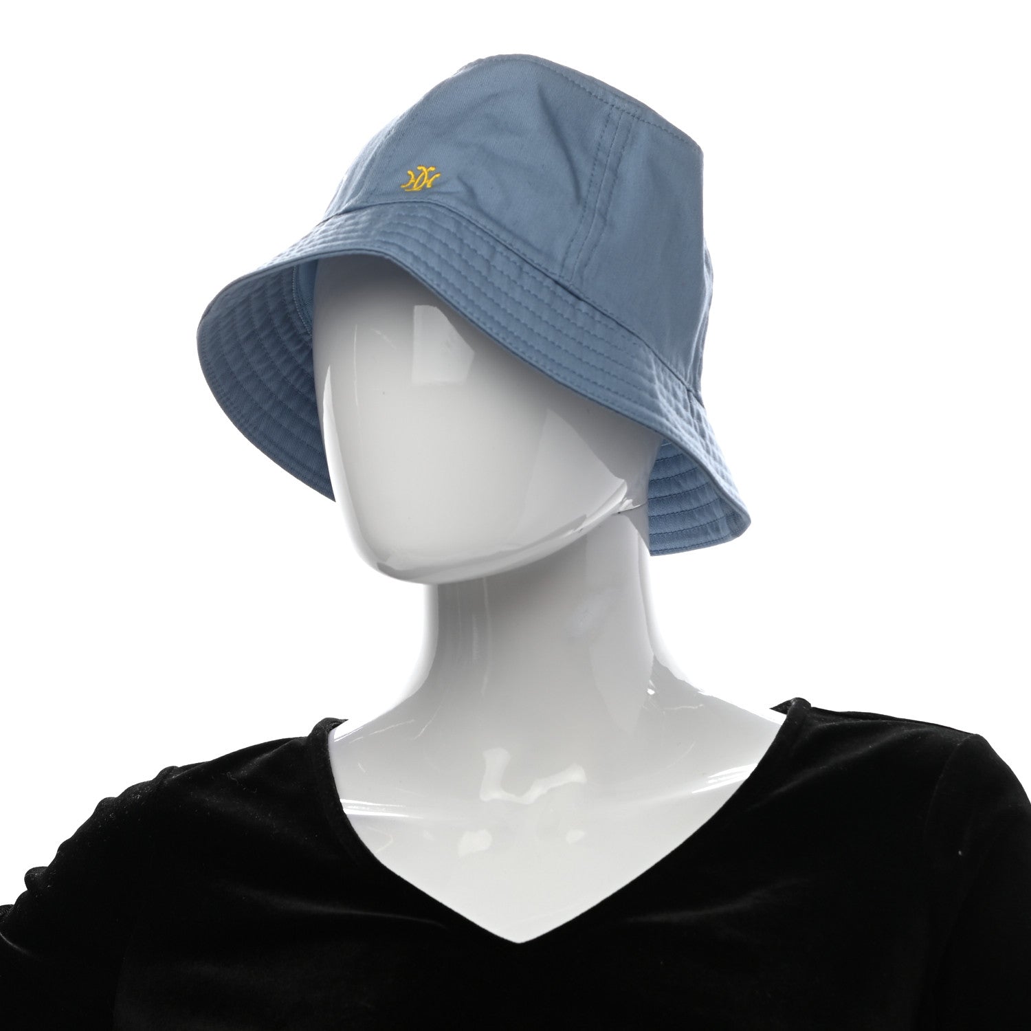 Hermes Washed Cotton Calvi Bucket Hat 58 Bleu Faience 2 of 8