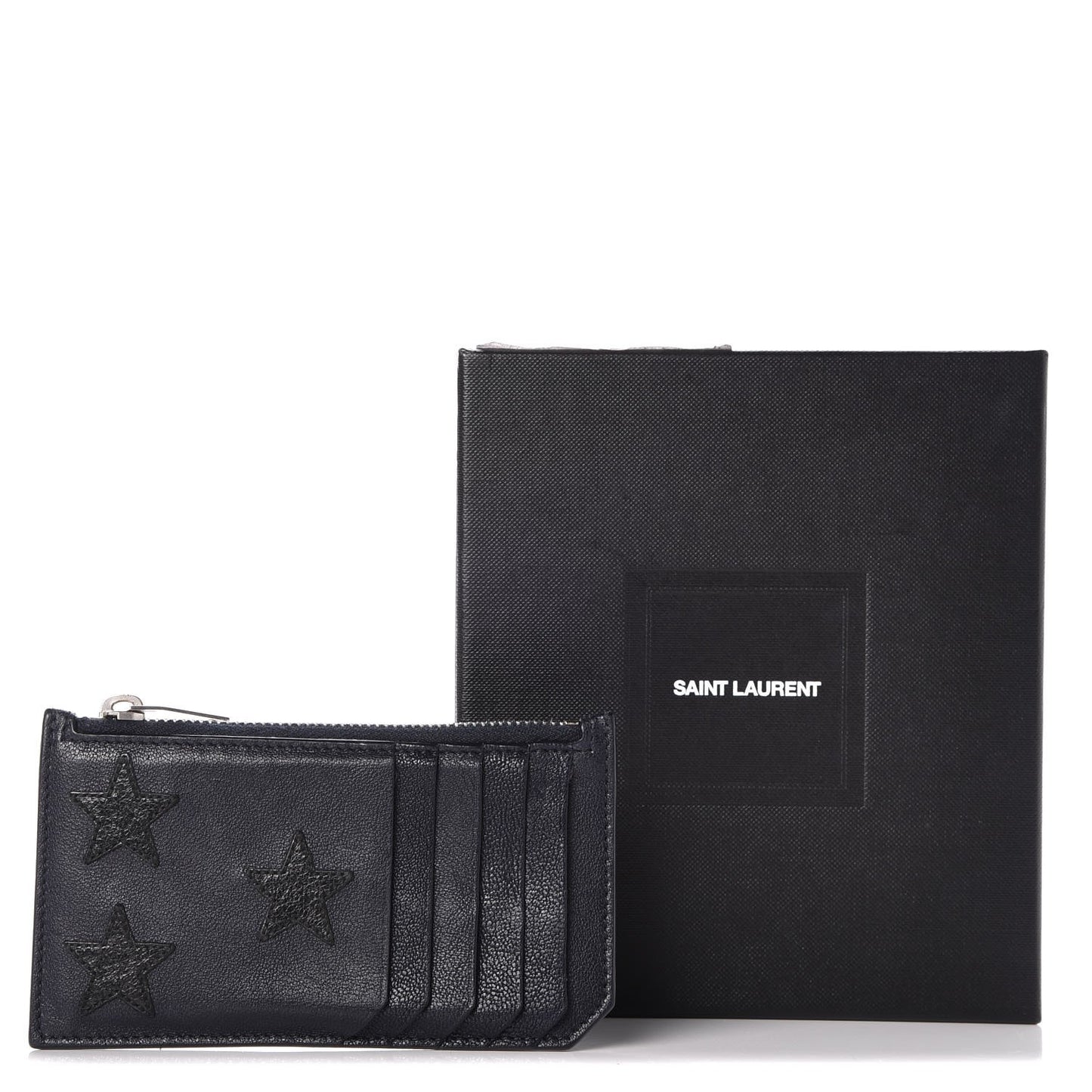 Calfskin 5 Fragments Stars Zip Pouch Card Holder Blue