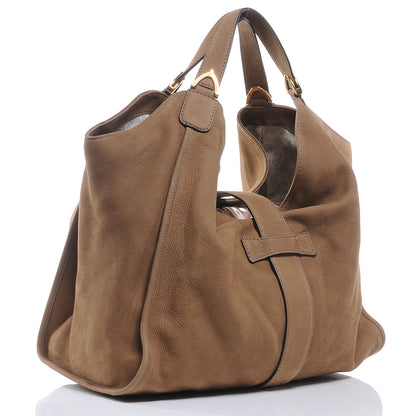 Gucci Nubuck Large Soft Stirrup Shoulder Bag Light Brown 3 of 7