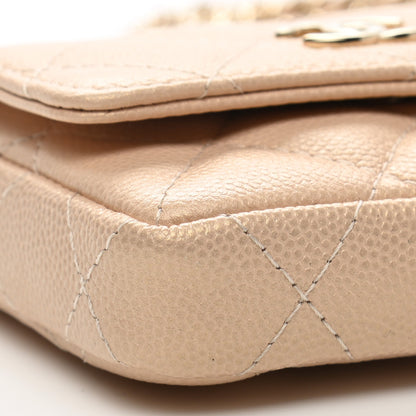 Chanel Iridescent Caviar Quilted Pearl Card Holder On Chain Beige 9 of 10