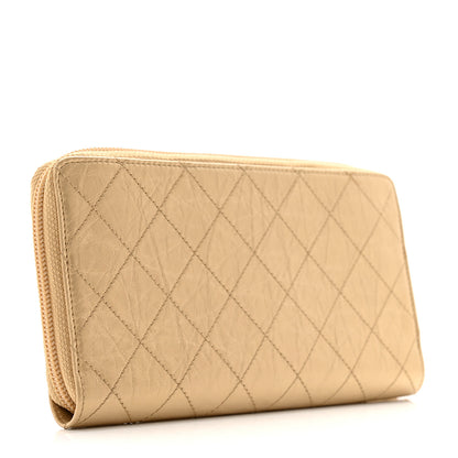 Chanel Metallic Aged Calfskin Quilted Palette Gusset Zip Around Wallet Gold 3 of 11