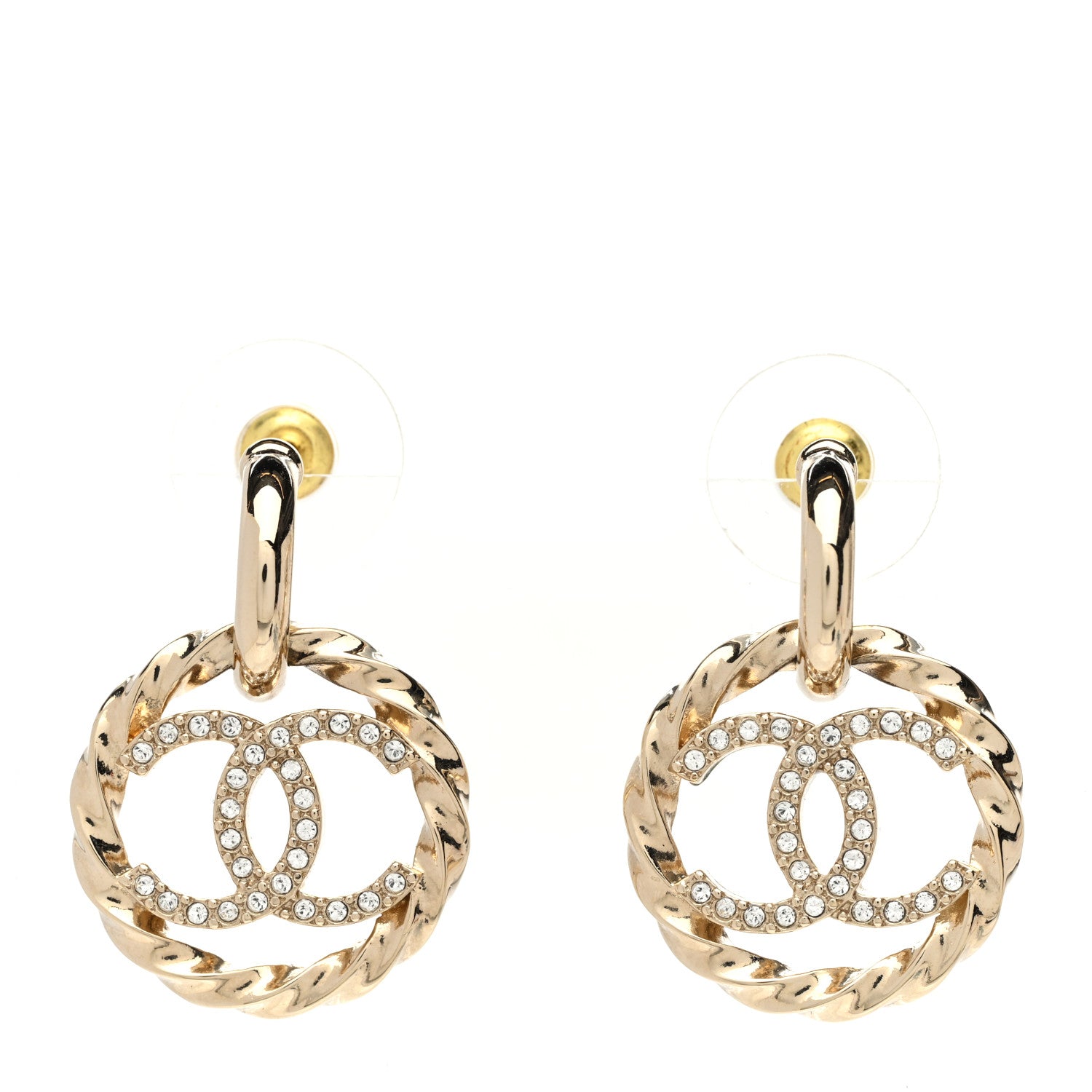Chanel Twist Crystal CC Drop Earrings Gold 1 of 5