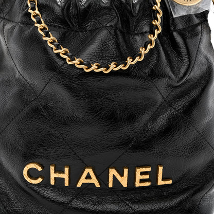 Chanel Shiny Crumpled Calfskin Quilted Pearl Mini Chanel 22 Black 8 of 11