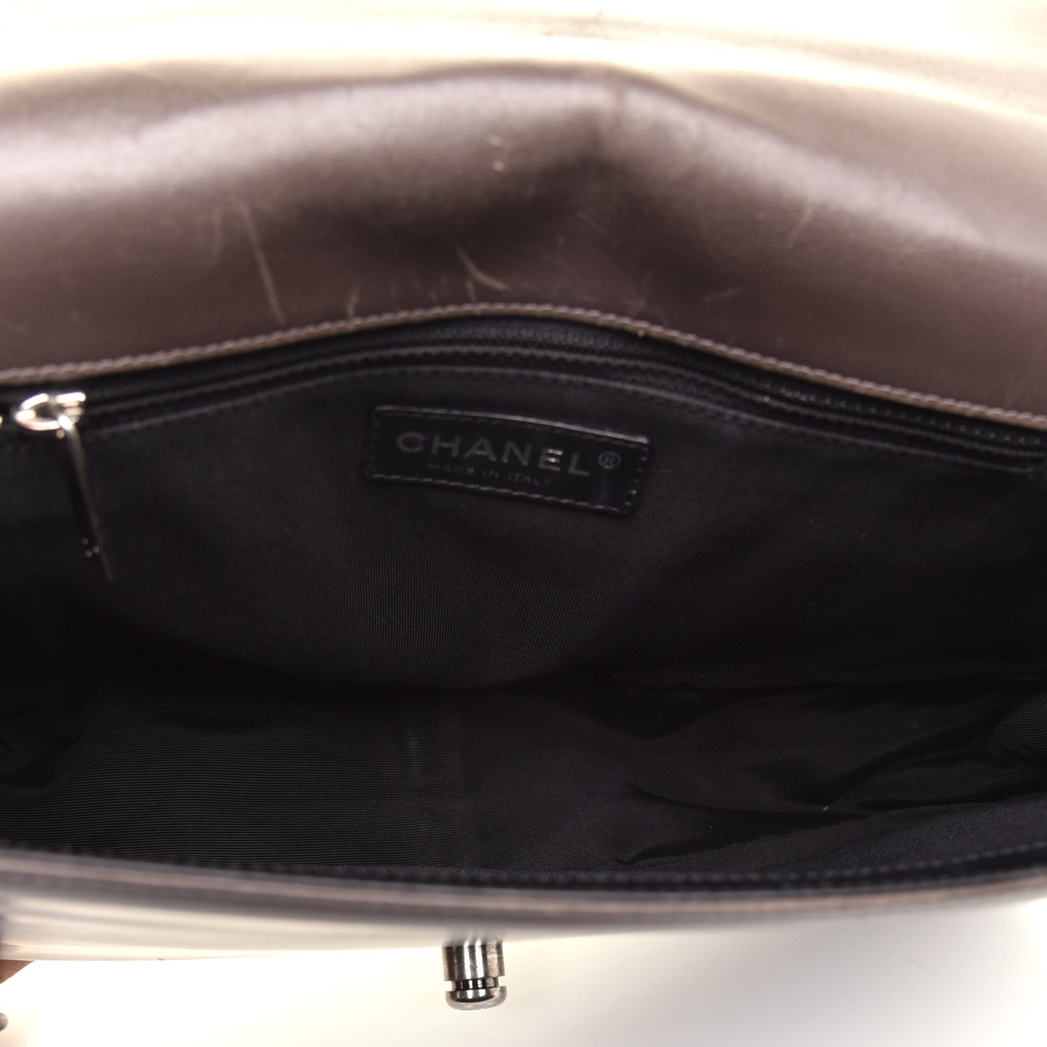 Chanel Glazed Calfskin Large Boy Flap Black Brown 5 of 8