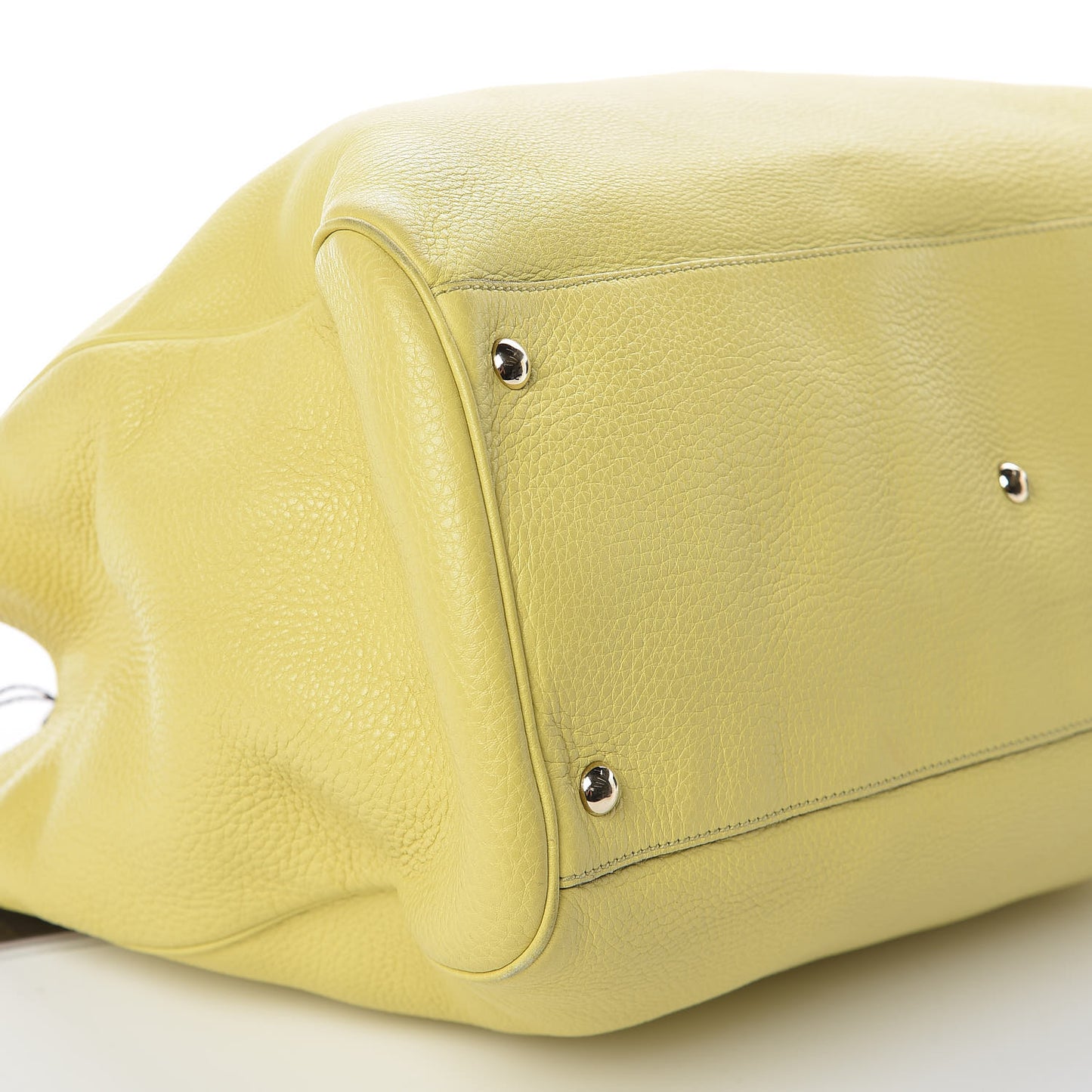 Pebbled Calfskin Large Bamboo Shopper Tote Citrus