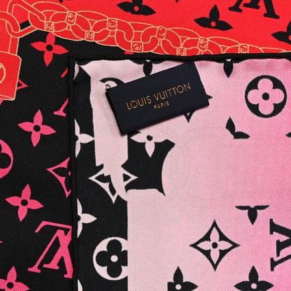 Louis Vuitton Silk Monogram Rising Confidential Square Scarf 70 Beige Multicolor 4 of 4
