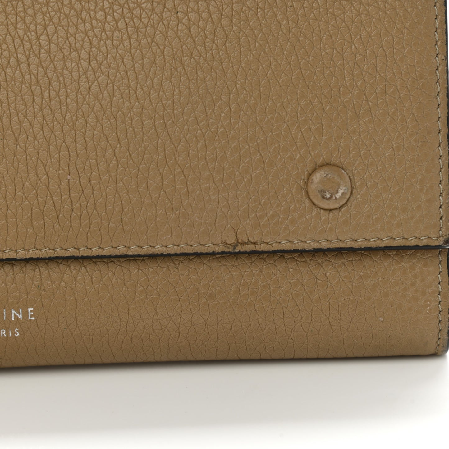 Drummed Calfskin Large Multifunction Flap Wallet Dune
