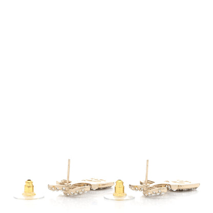 Chanel Pearl Baguette Crystal CC Drop Earrings Gold 4 of 5