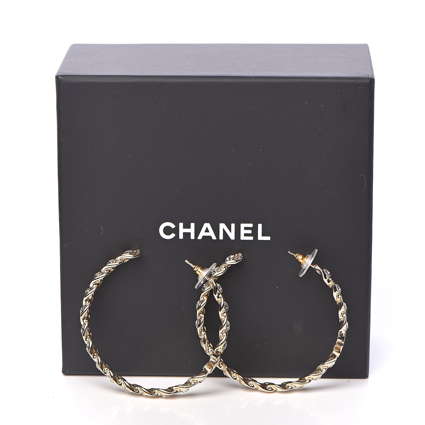 Crystal CC Hoop Earrings Gold