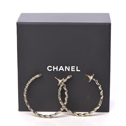 Chanel Crystal CC Hoop Earrings Gold 6 of 6