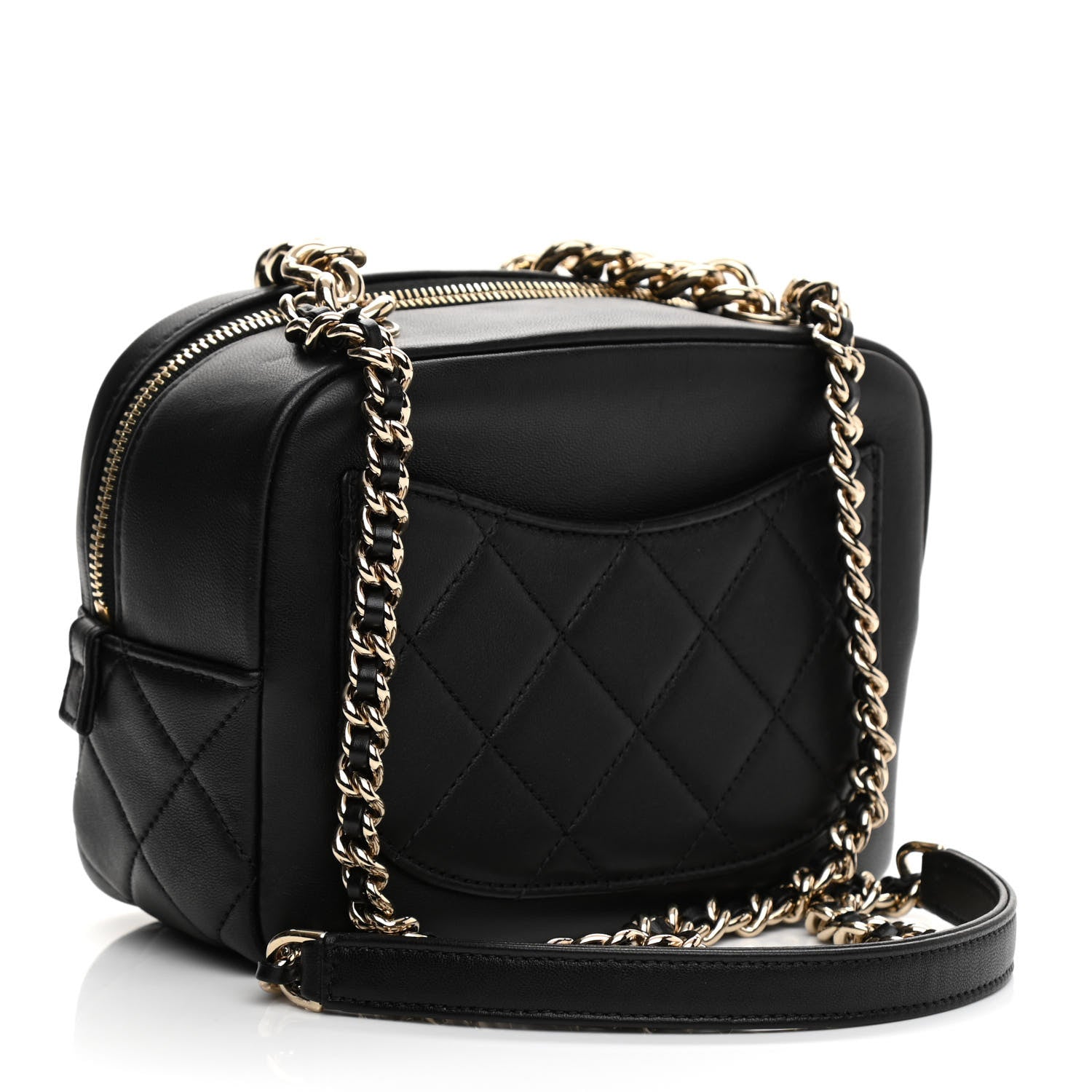 Chanel Lambskin Quilted Studded Quilted Vanity Case With Chain Black 3 of 10