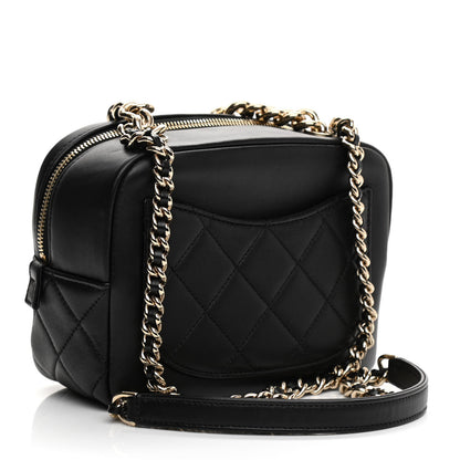 Chanel Lambskin Quilted Studded Quilted Vanity Case With Chain Black 3 of 10