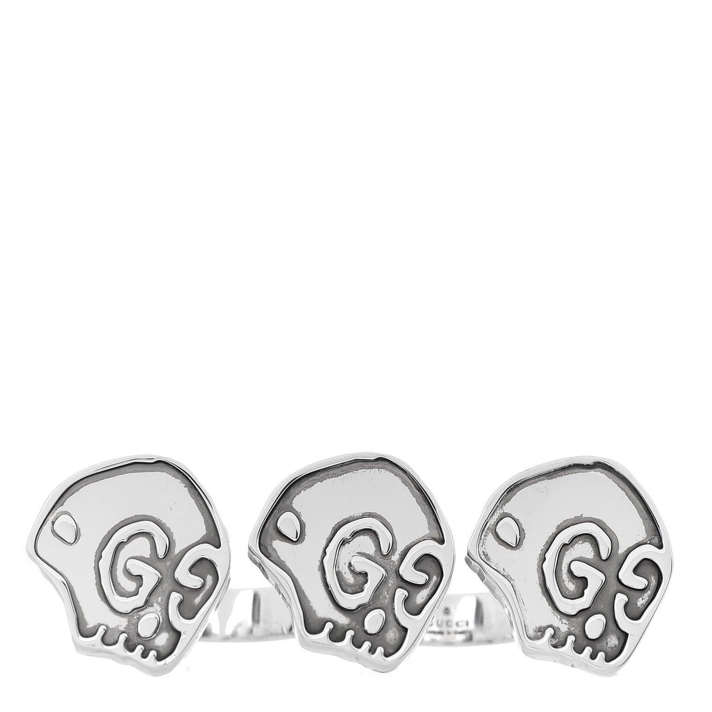 Sterling Silver GucciGhost Hamlet Skull Double Finger Ring 60 9