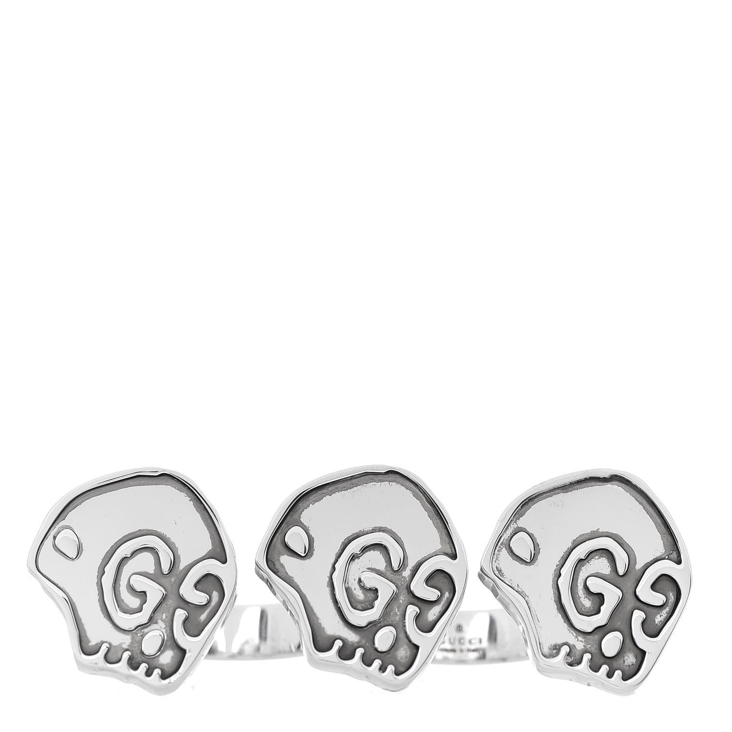 Gucci Sterling Silver GucciGhost Hamlet Skull Double Finger Ring 60 9 1 of 5